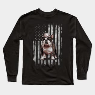 Patriotic American Bulldog Salute- Usa Pride Long Sleeve T-Shirt